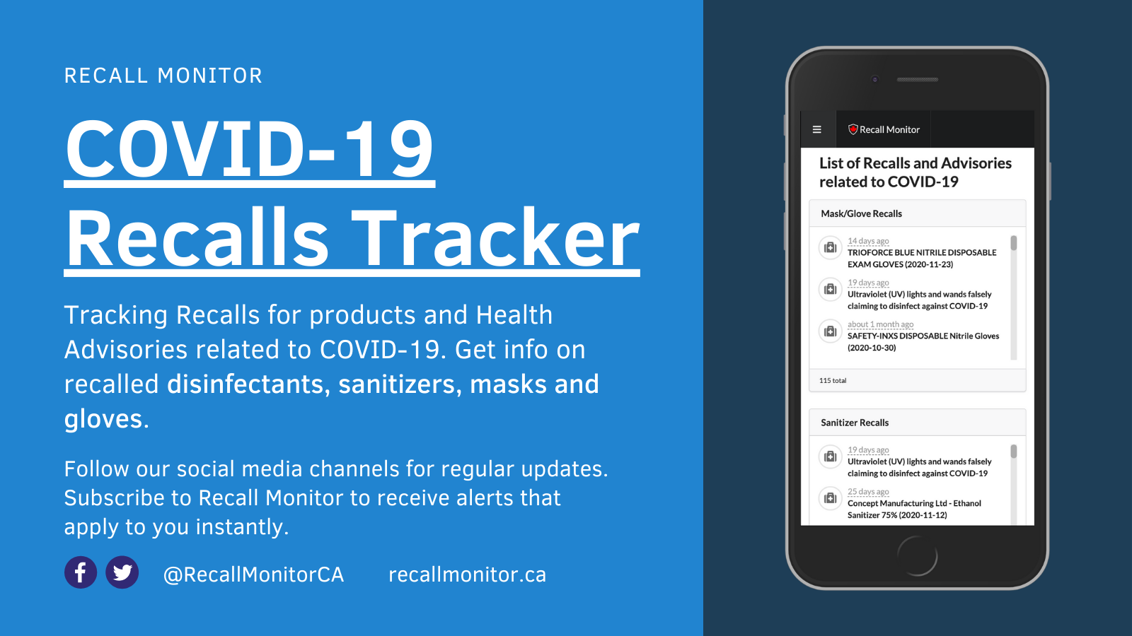 COVID19 Recalls Tracker hand sanitizers, disinfectant wipes, covid