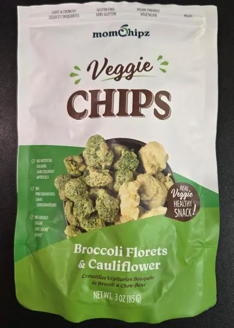 Momchipz brand Veggie Chips (Broccoli Florets & Cauliflower) recalled due to undeclared wheat